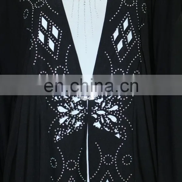 Dubai Black Cotton Butterfly Sleeve Models Abaya photo-2