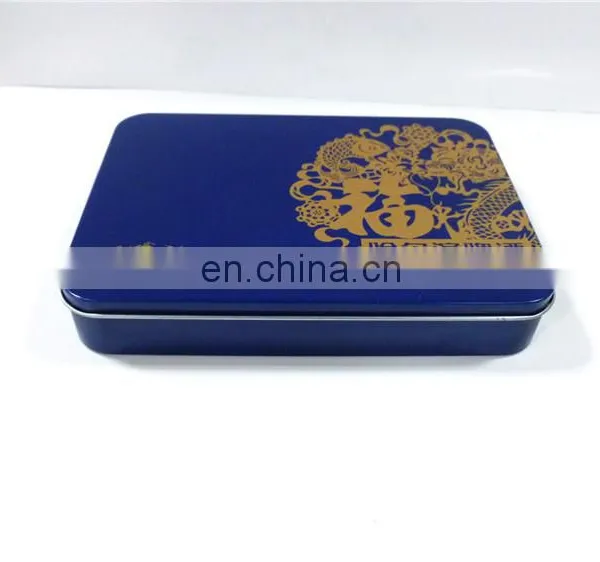 Flat Rectangualr Cake/biscuit Gift Packaging Metal Tin Box Container photo-3