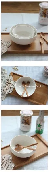 Microwave Safe Banquet Salad Shallow Dessert Round Ceramic Soup Bowl photo-3