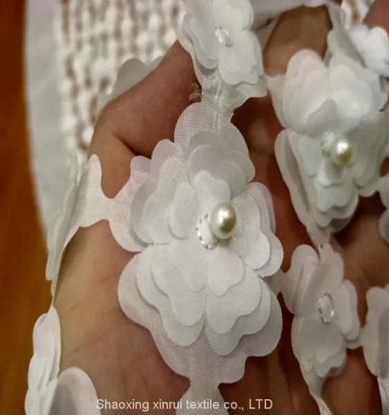 Heavy White Hand Beaded Bridal Lace Fabric photo-2