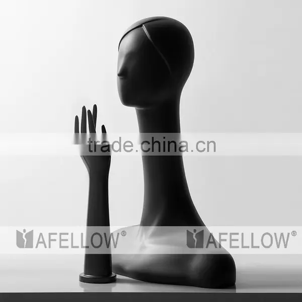 Female Abstract Head Mannequin,Fiberglass Woman Mannequin Head,Cheap Black Head,Dispaly Jewelry/ Hat /scarf H1082 photo-2