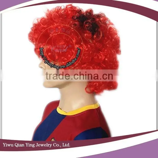Cheap Short Curly Synthetic Afro Curly Red Party Wigs photo-2
