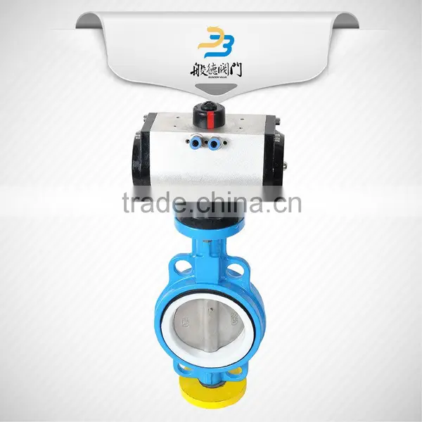 High Performance Acid Resistant DN300 Ptfe Seat Pneumatic Wafer Type Price Butterfly Valve photo-3