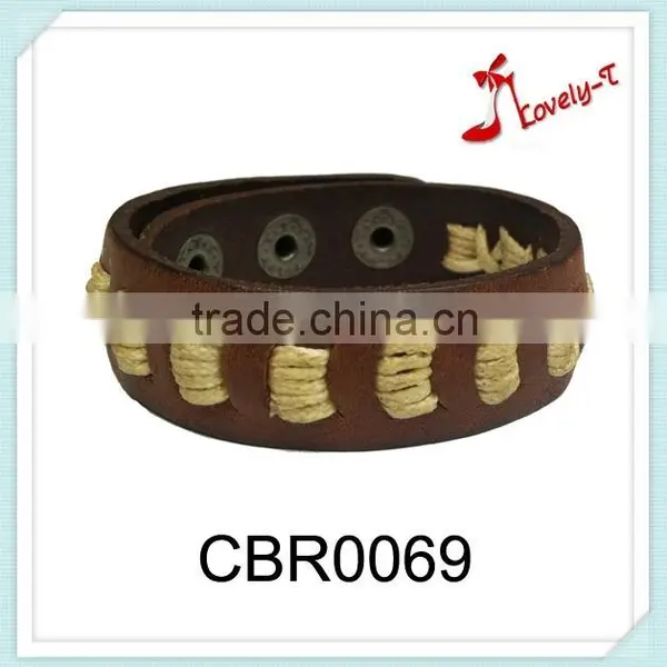 2015 New Fashion Wide Round Genuine Snap Button Leather Bangle Bracelet,leather Snap Bracelet photo-2