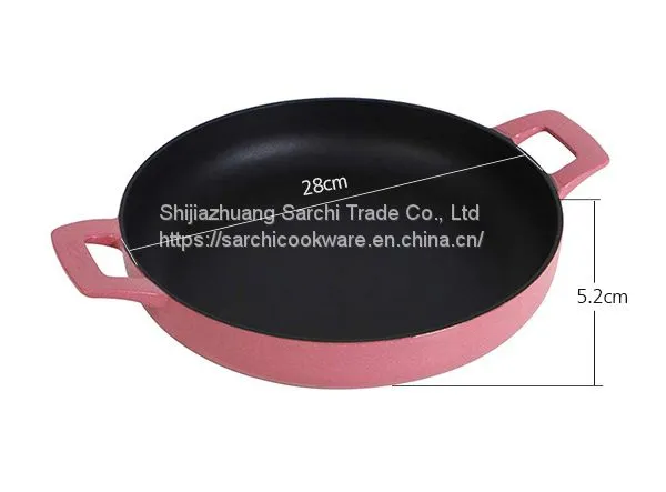 Magenta Enameled Cast Iron Frying Pan With Dual Handles photo-4