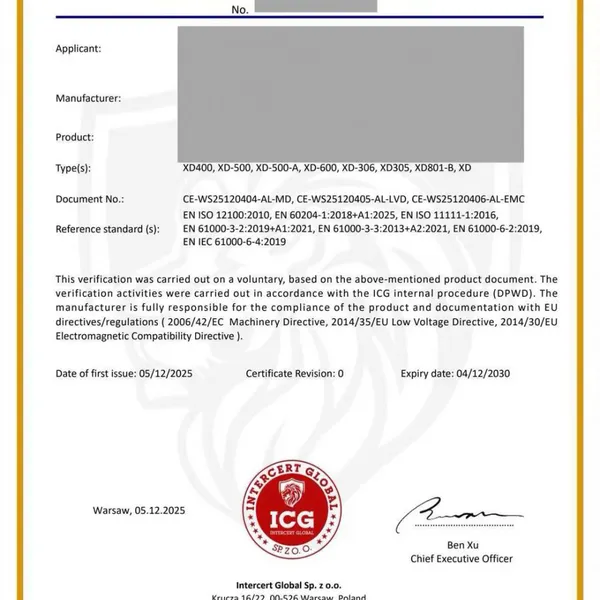 Export of Mechanical Products to the EU, Subject to the NB Body's Machinery Directive (MD) photo-2