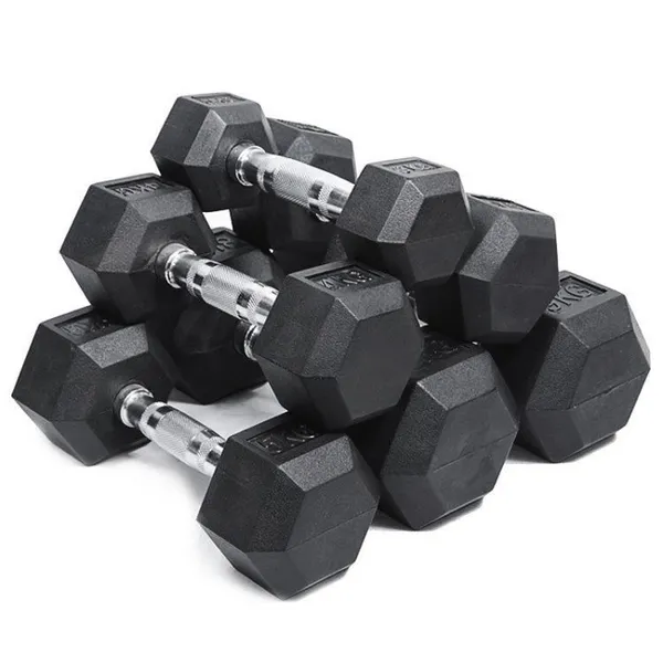 Wavar® Black Rubber Coated Hex Dumbbell Manufacturer | Commercial Gym Free Weights Supplier & Factory