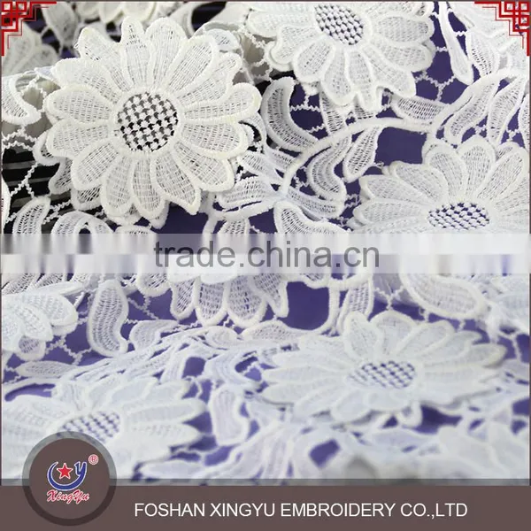 OEM Beauty Fashion French White 3D Flower Pattern Embroidered Mesh Lace Fabric for Garment Clothing photo-5