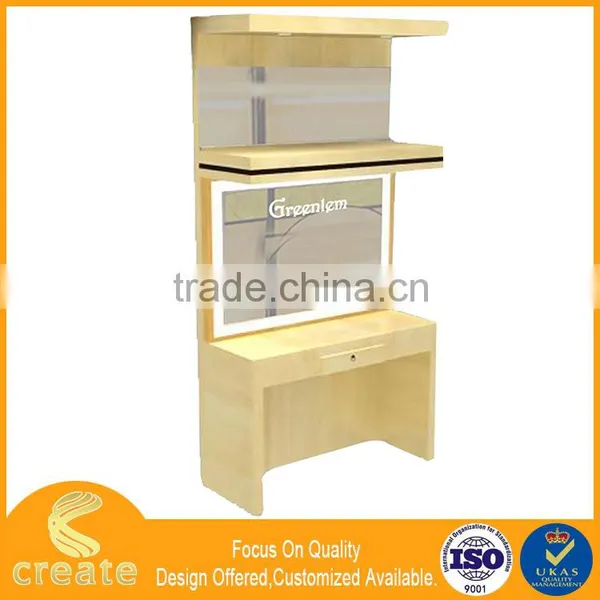 Wooden Fashion Cosmetic Shop Showcase Design , Cosmetic Display Cabinet With Mall Kiosk Furniture photo-5