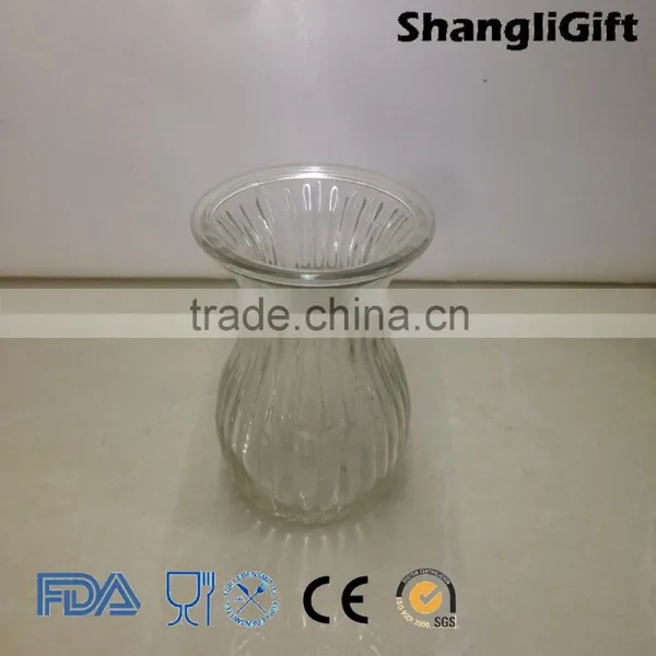 Ribbed Home Decor 430ml Tall Clear Glass Vase photo-2