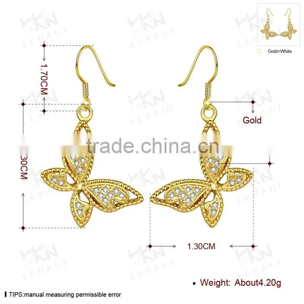 2015 LEKANI Big Butterfly Golden Earring Designs for Women photo-4