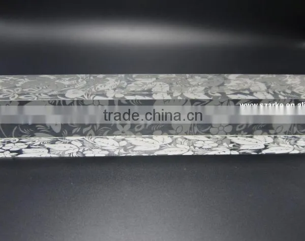 Custom Clear Desktop Decoration Printed Flower Pattern Long Acrylic Paperweight Bar photo-2