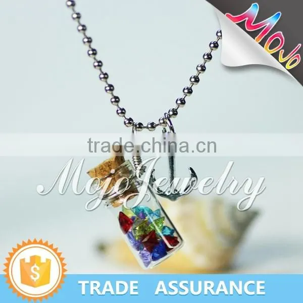 Creative Design Natural Stone Pieces Wish Bottle Pendant Necklaces for Women