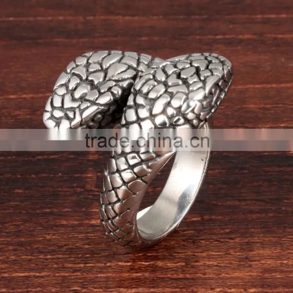 Christmas Men Gift Stainless Steel Jewelry Antique Silver Python Fake 18k Snake Ring photo-2