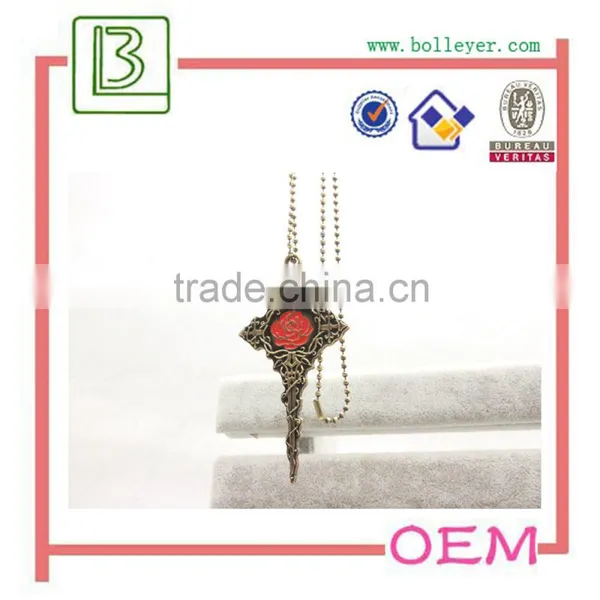 Designer Inspired Open Heart Shaped Key Pendant and Necklace Polished Antique Brass Tone photo-3