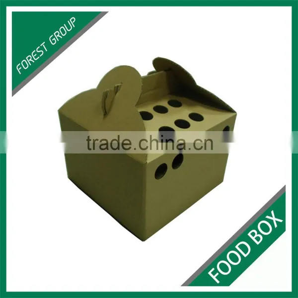 NEW STYLE BROWN PLAIN CORRUGATED FOOD DELIVERY CARTON BOX WITH HANDLES photo-3