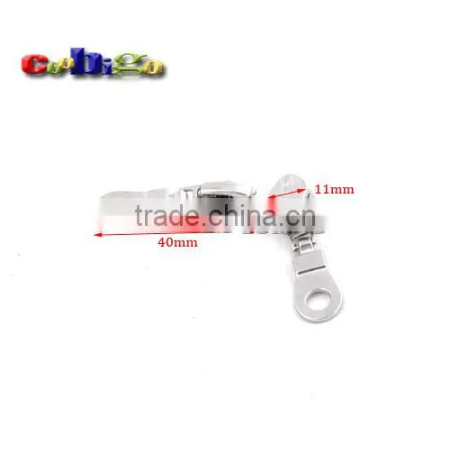 40*11mm 5# Auto Lock Zipper Slider Zinc Alloy Silver For Nylon Zippers #FLQ145-S