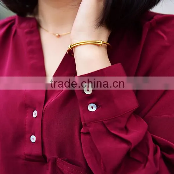 Women Long Sleeve Silk Crepe De Chine Silk Tops and Blouses photo-4