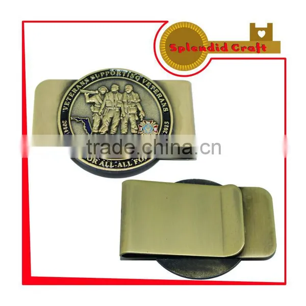 Custom Made Antique Brass Soft Enamel Money Clip