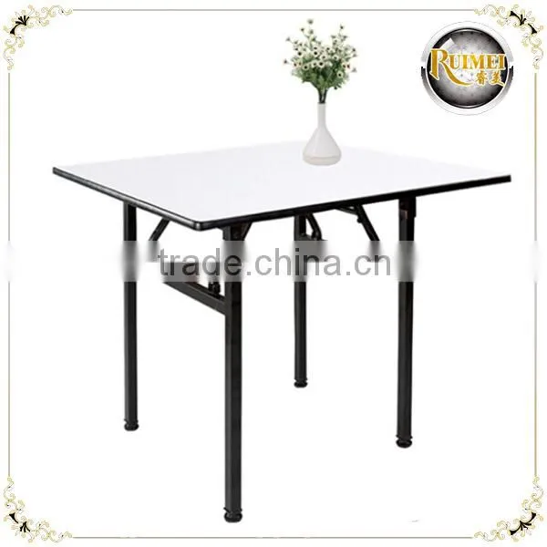 New Design White Steel Legs Folding Wooden Square Table photo-5