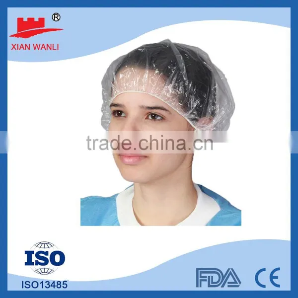 Good Quality White Red Blue Pink Waterproof Disposable PE Shower Cap Hotel photo-6