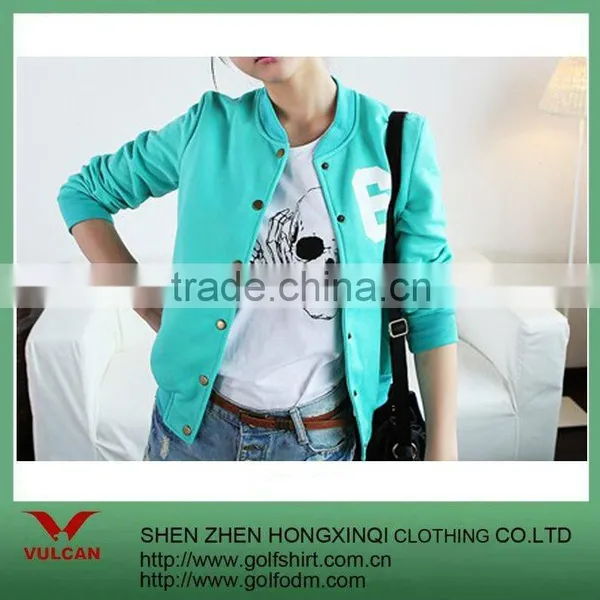 Comfortable Cotton Blue-Green Baseball Jacket