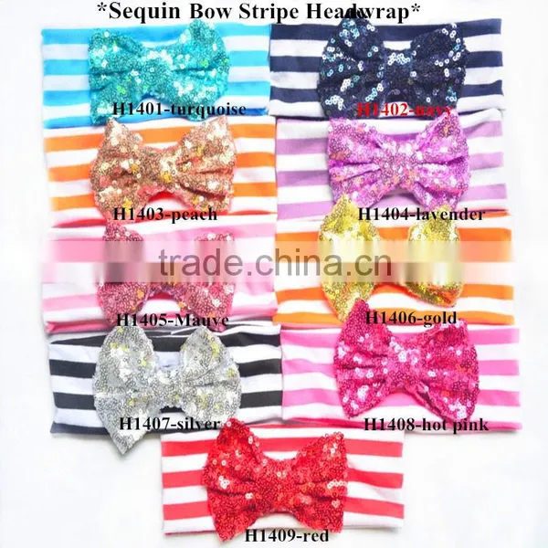 Popular Newborn Baby Headbands With Bows - Glitter Sequin Bow With Elastic Strip Headband photo-5