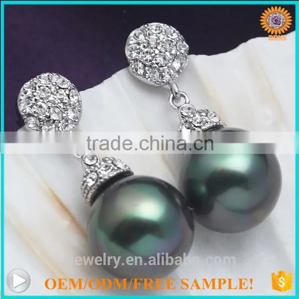 925 Silver cz Authentic South Sea Shell Pearl Earrings photo-3
