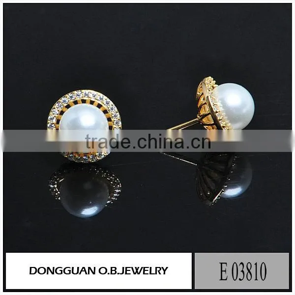 Imitation White Gold Plated Stud Earrings Wholesale Freshwater Pearl Jewelry photo-4