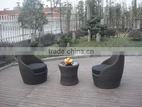 Outdoor 3Pcs Rattan Sofa Set Stacking Wicker Furniture photo-2
