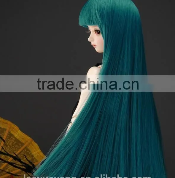New Style Long Dark Blue Straight 1/4 BJD Doll Wig photo-4