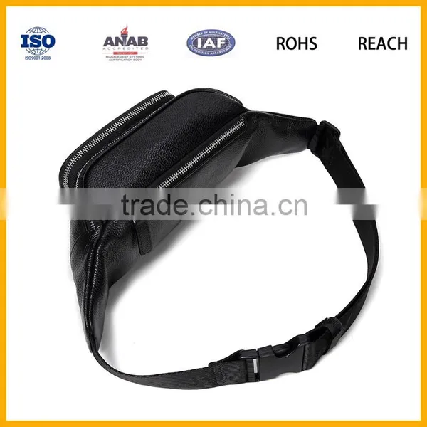 Black PU Leather Hiking Traveling Waist Purse Bag photo-6