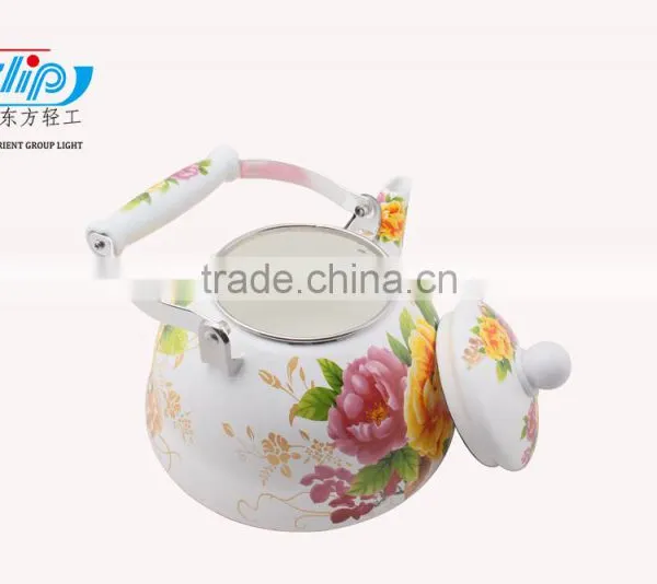 3L Good Quality Enamel Tea Kettle With Ceramic Handle Beautiful Decal photo-4