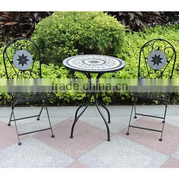 Mosaic Bistro Set Golden Brown KD Table Folds up Chair photo-3
