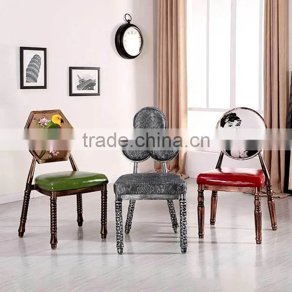 Quality European Antique Metal Upholstered Dining Chair QL-T851 photo-4