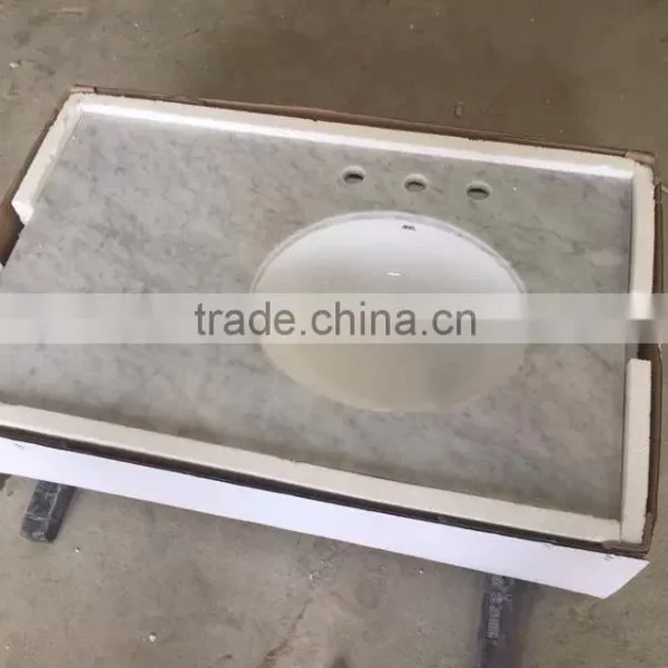 New Package Granite Vanity Top Carrara White With Ceramic Sink photo-3