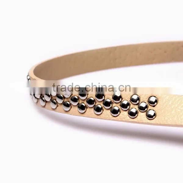New Designed Fashion Rivet Decorated Lady Thin PU Waist Belt photo-4