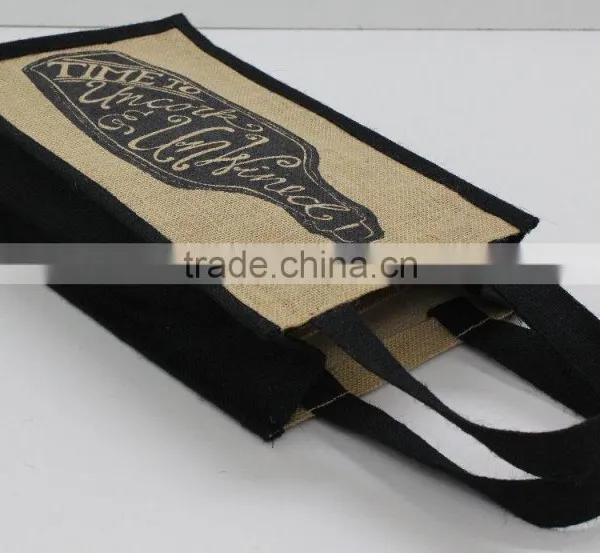 Customize High Quality pp Laminated Jute Wine Bag With Jute Handle photo-3