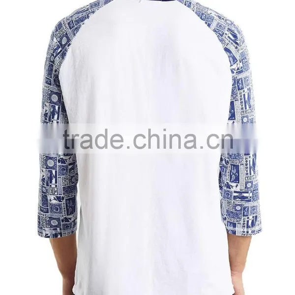 Stamp Pattern Printing Raglan t Shirt Pure Cotton High Quality Custom Long Sleeve Shirt for Male photo-3