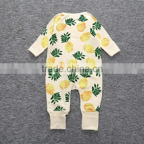 Hot Sale 100% Cotton Pineapple Pattern Onesie Kids Newborn Pajama Romper photo-3