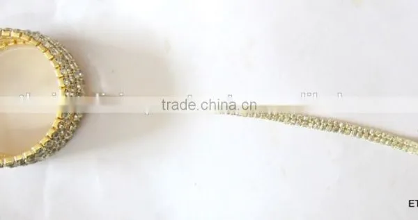 CZ SPIRAL HANDCOVER GYPSY BRACELET RING Gold Tone photo-3