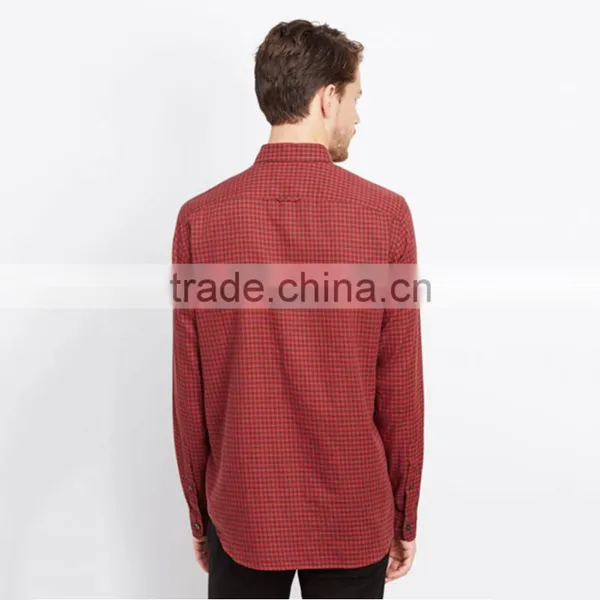 Custom Hot Stylish Plaid Red Business Dress Formal Shirts for Men photo-2