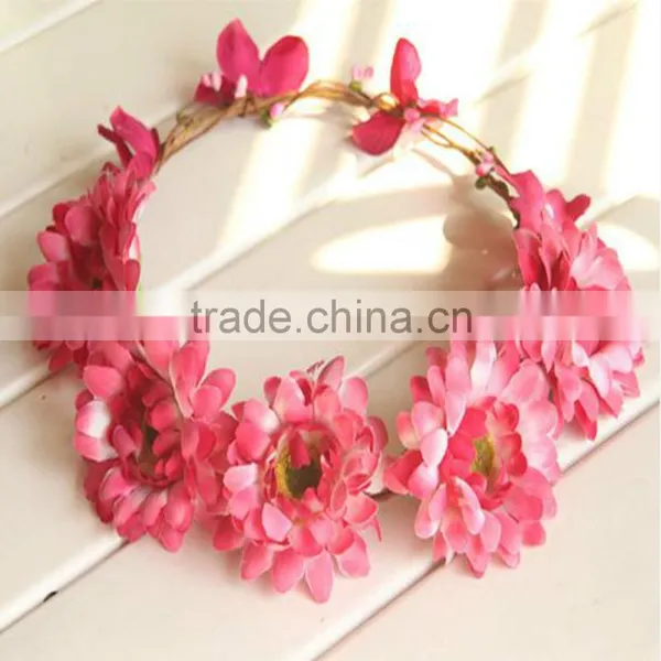 Wholesale Artifical Flora Bridal Headband Sunflower Head Wreath photo-6