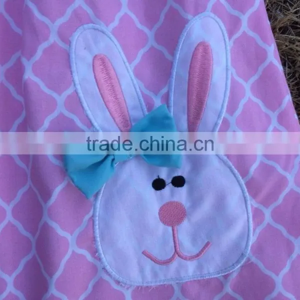2015 New Baby Girls Pink Quatrefoil Bunny Easter Dress With Necklace and Headband Set photo-5