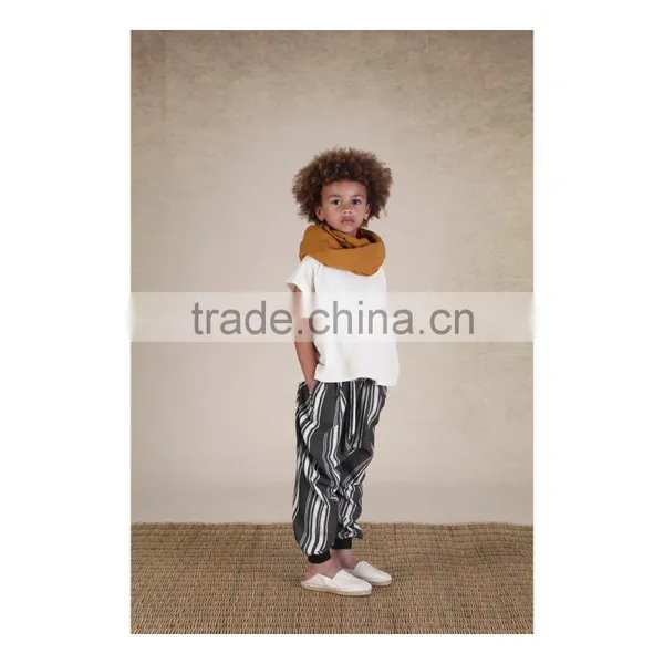 Wholesale Children's Clothes Organic Baby Pants Kids Striped Trousers Black Boys Jogger Pants photo-3