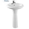 HT313 Round Ceramic Basin With Pedestal Sink With Pedestal