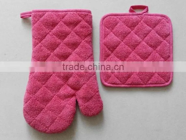 2pcs Kitchen Set in Pure Color Plain Color Oven Mitt and Pot Holder photo-2