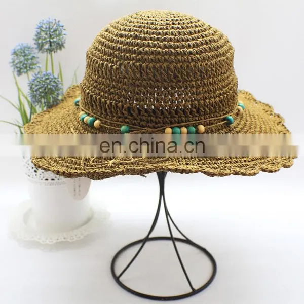 2015 New Fashion Casual Summer Sunscreen Wide Large Brim Cap Women Hollow Out Straw Hat photo-2
