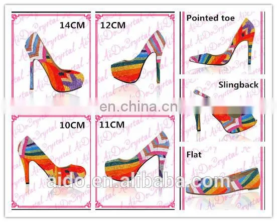Aidocrystal Colorful Crystal Diamond Peep Toe Sling Back Shoes in Women Dress Shoes photo-2