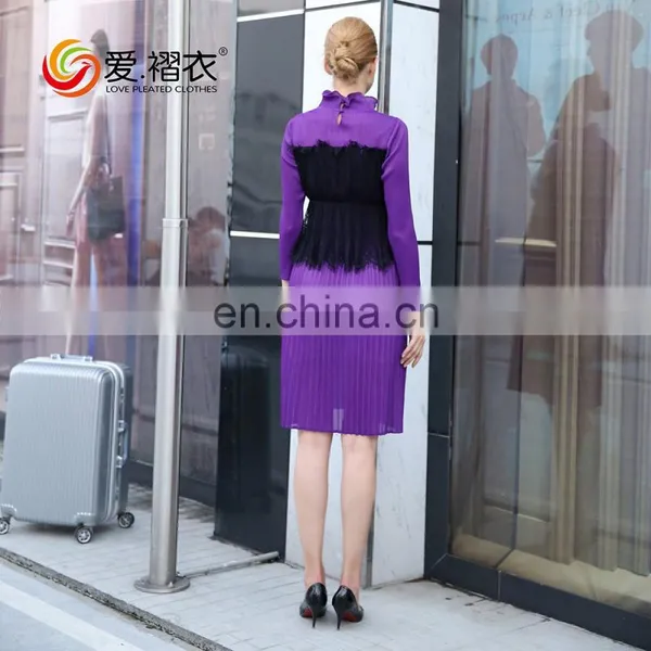 2017 Elegant Women Clothes Fake Two Pieces Bandage Dress With Lace Design photo-4